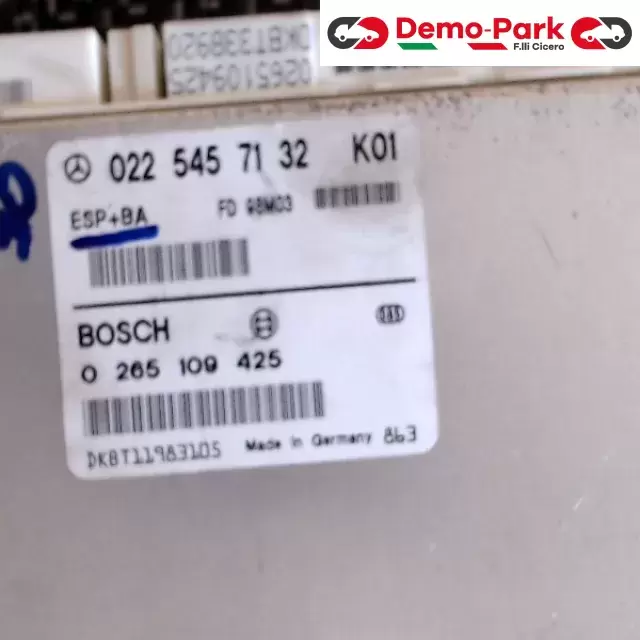 CENTRALINA ESP Mercedes-benz A 160 BOSCH 0 265 109 425   022 545 71 32 K01 1