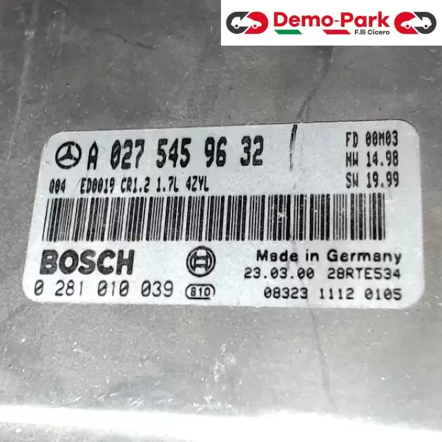 CENTRALINA MOTORE Mercedes-benz A BOSCH 0 281 010 039    A 027 545 96 32 1