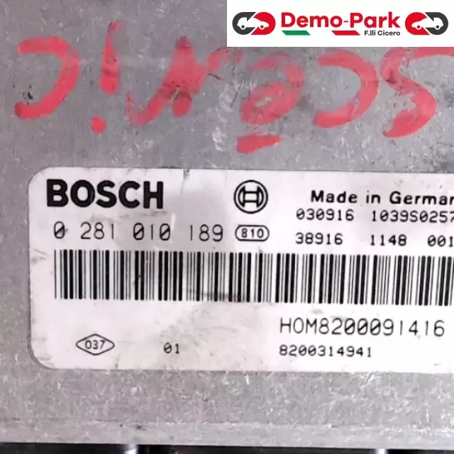 CENTRALINA MOTORE Renault SCENIC 4X4 - 1.9 DCI BOSCH 0 281 010 189   HOM8200091416 1