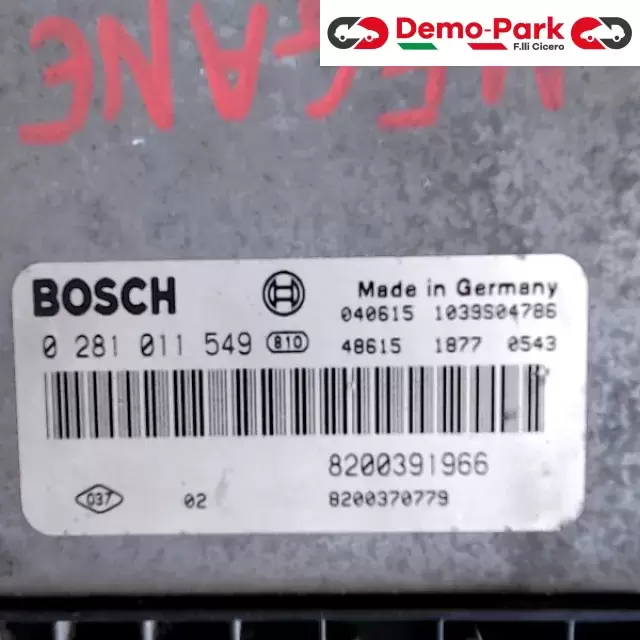 CENTRALINA MOTORE Renault MEGANE 1.9 DCI BOSCH 0 281 011 549   8200391966 1