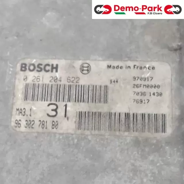 CENTRALINA MOTORE CitroЁn SAXO - 1.1 BOSCH 0 261 204 622  MA3.1   96 302 781 80 1