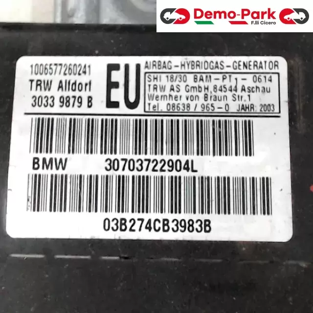 AIRBAG SPORTELLO ANT. SX Bmw 320 - E46  1