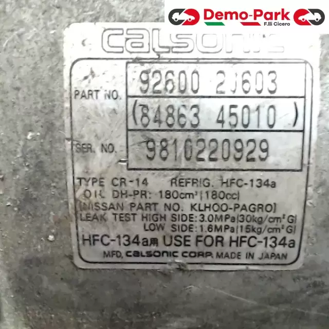 COMPRESSORE ARIA CONDIZIONATA Nissan PRIMERA - 2.0 TD  2