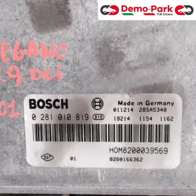 CENTRALINA MOTORE RENAULT MEGANE Renault MEGANE - 1.9 DCI 0281010819 1