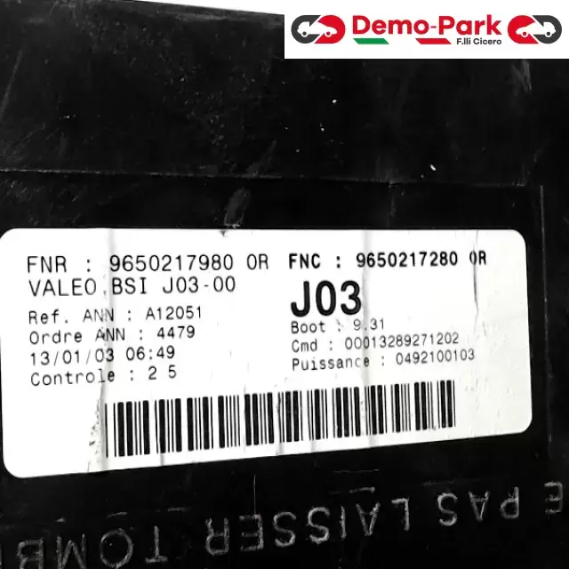 BODY COMPUTER PEUGEOT 307  Peugeot 307 - 2.0 HDI 9650217280 1