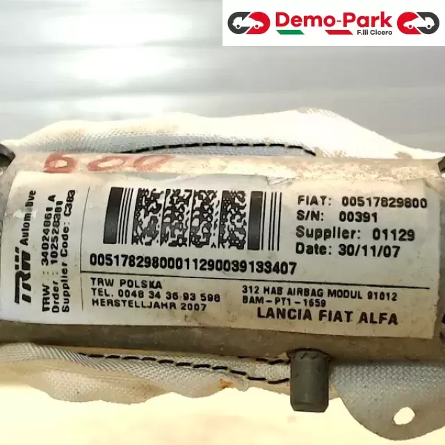 AIRBAG LATERALE DX A TENDINA Fiat 500 00517829800 1